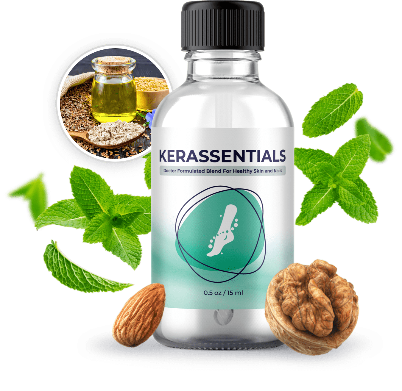 Kerassentials nail and skin support oil bottle with natural ingredients